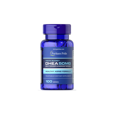 Puritan's Pride DHEA 50 mg 100 Tablets is a dietary supplement designed to support healthy aging and hormonal balance, promoting the benefits of the youth hormone.
